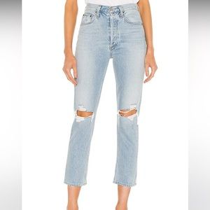 NWT AGOLDE Riley High Rise Straight Crop Jeans